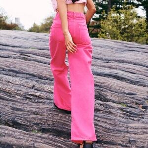Zara High-Rise Jeans in Bright Pink